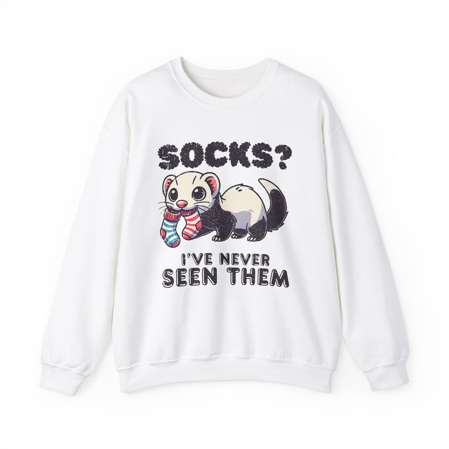 Mischievous Ferret 'Socks? I've Never Seen Them' Unisex Crewneck Sweatshirt – Cozy and Fun!