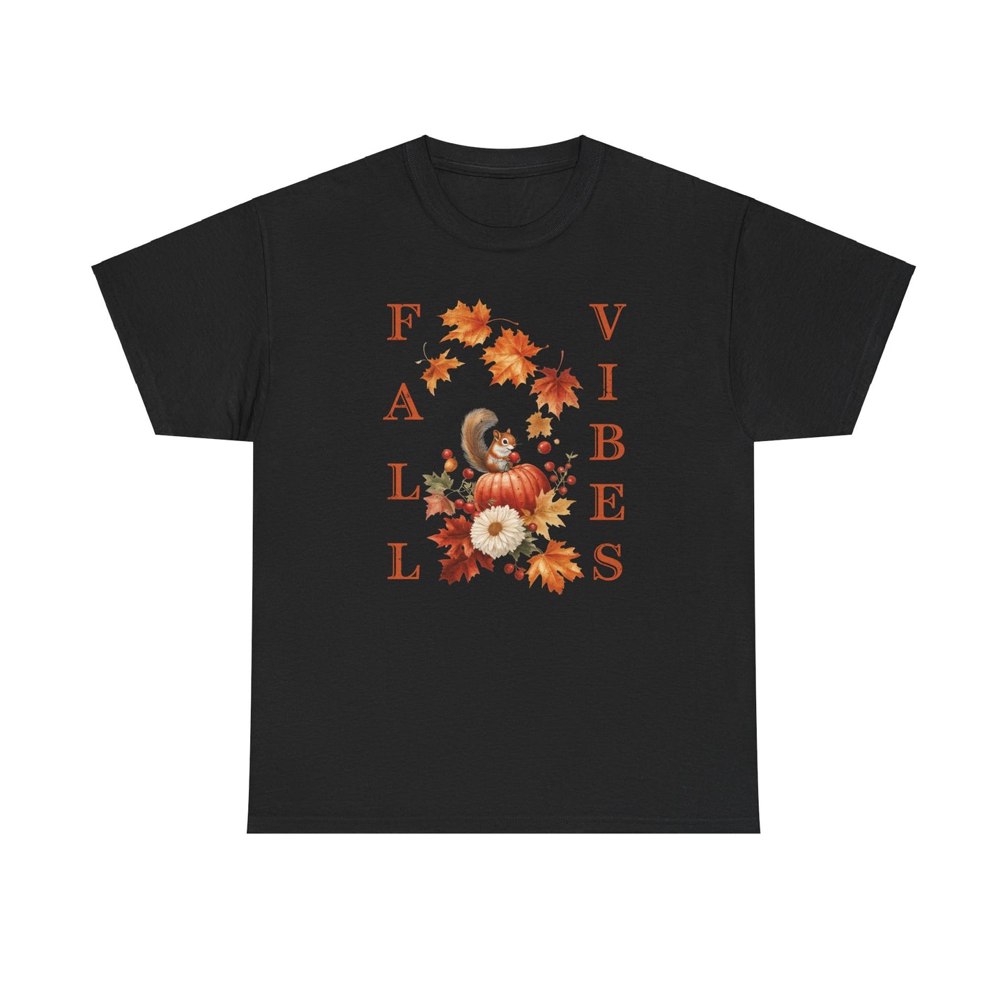 Vintage Fall Vibes: Squirrel & Pumpkin Unisex Cozy Cotton Tee