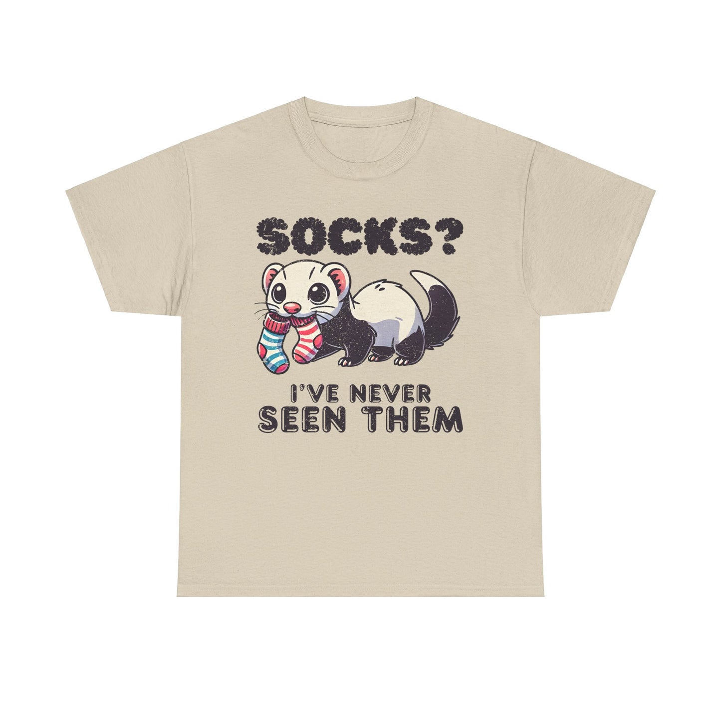 Mischievous Ferret 'Socks? I've Never Seen Them' Unisex Tee – Cozy and Fun!