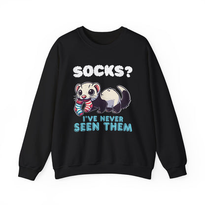 Mischievous Ferret 'Socks? I've Never Seen Them' Unisex Crewneck Sweatshirt – Cozy and Fun!