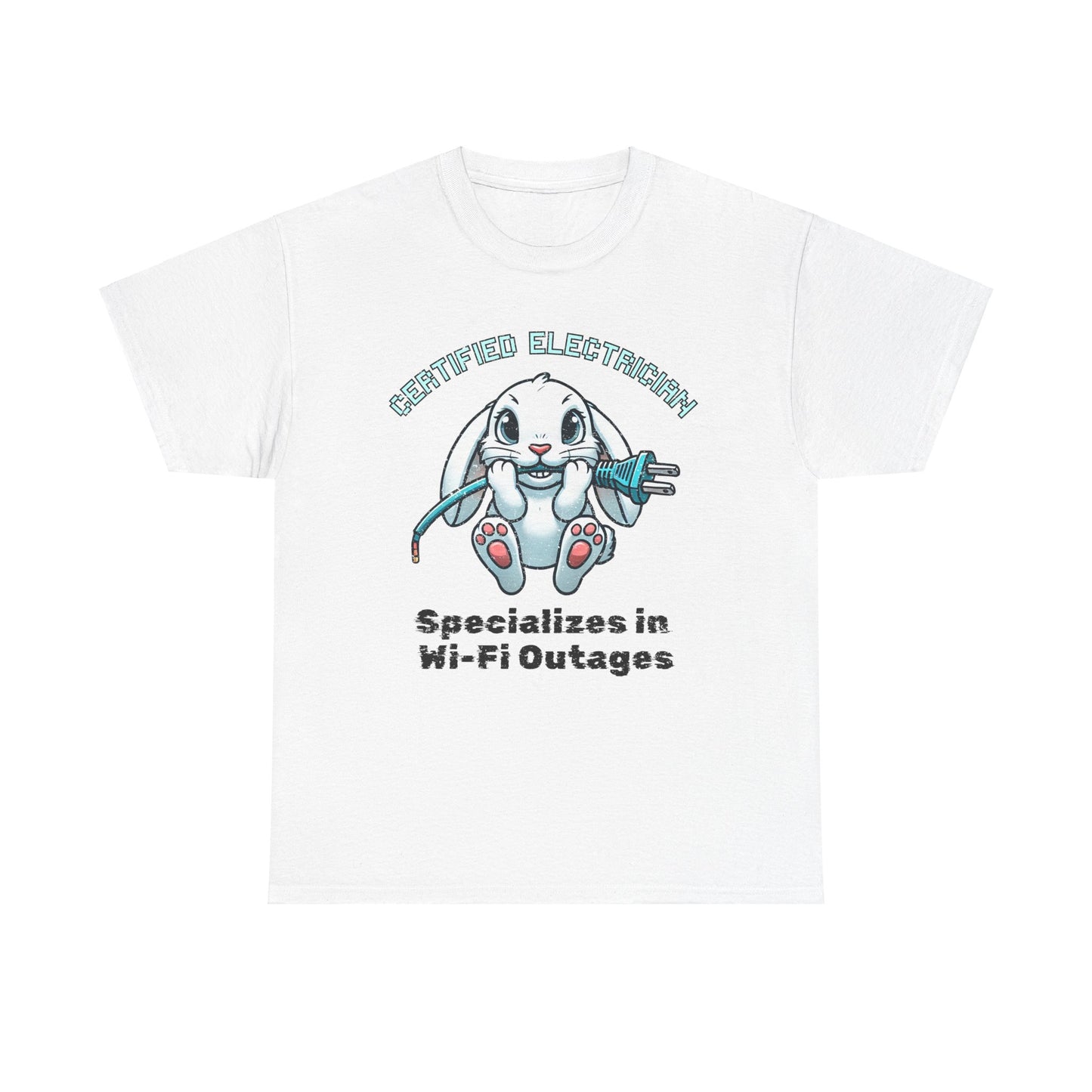 "Certified Electrician" Bunny Cotton Tee – Perfect for Animal Lovers & Techies!