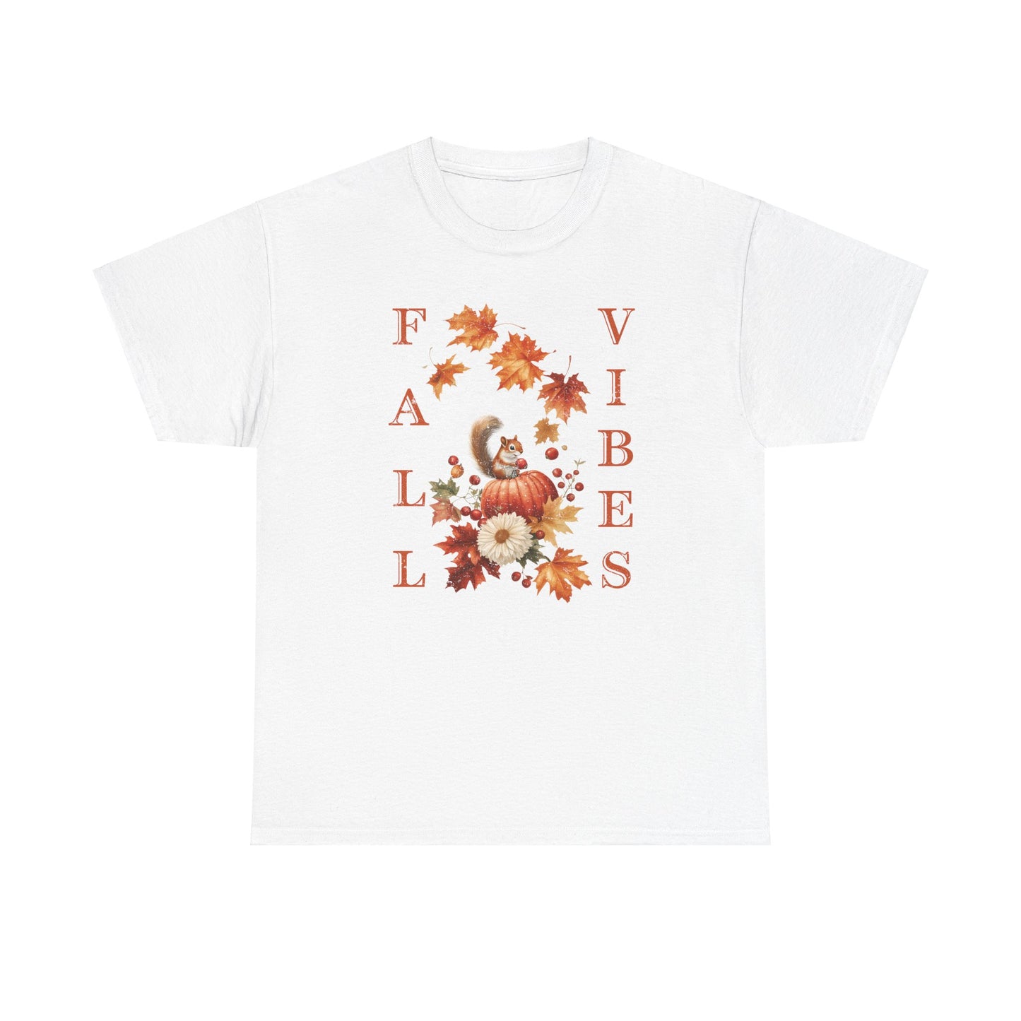 Vintage Fall Vibes: Squirrel & Pumpkin Unisex Cozy Cotton Tee