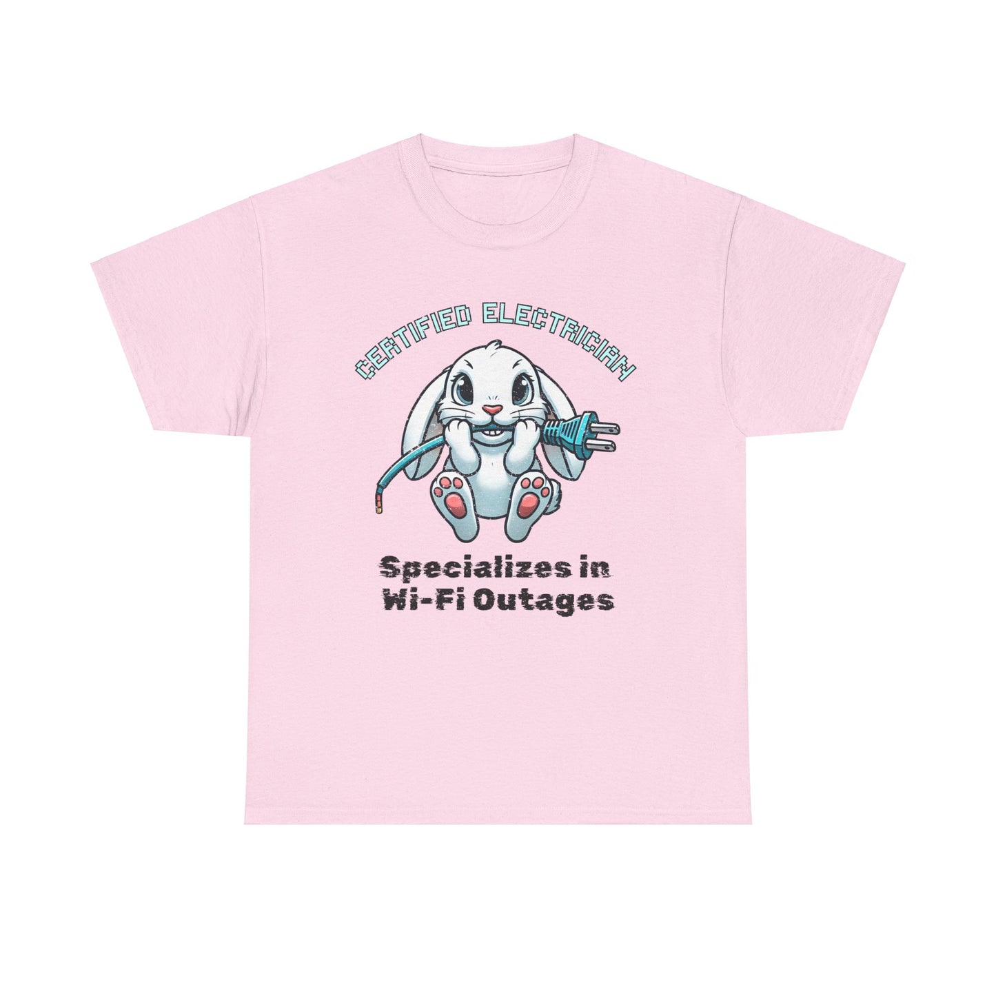 "Certified Electrician" Bunny Cotton Tee – Perfect for Animal Lovers & Techies!
