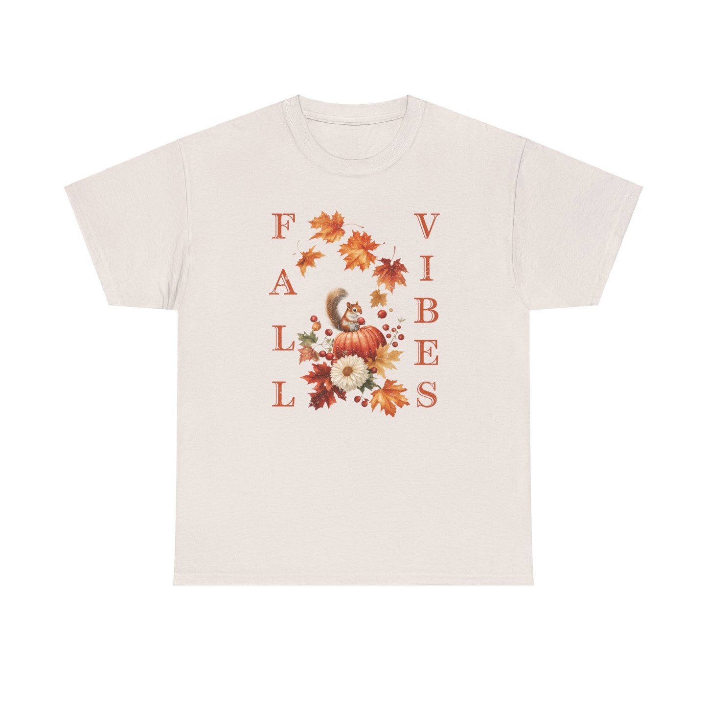 Vintage Fall Vibes: Squirrel & Pumpkin Unisex Cozy Cotton Tee