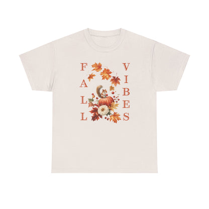 Vintage Fall Vibes: Squirrel & Pumpkin Unisex Cozy Cotton Tee