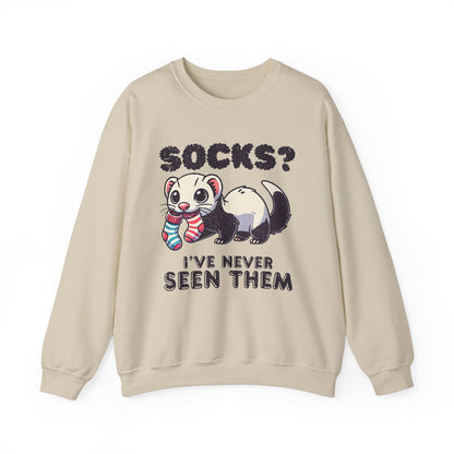 Mischievous Ferret 'Socks? I've Never Seen Them' Unisex Crewneck Sweatshirt – Cozy and Fun!