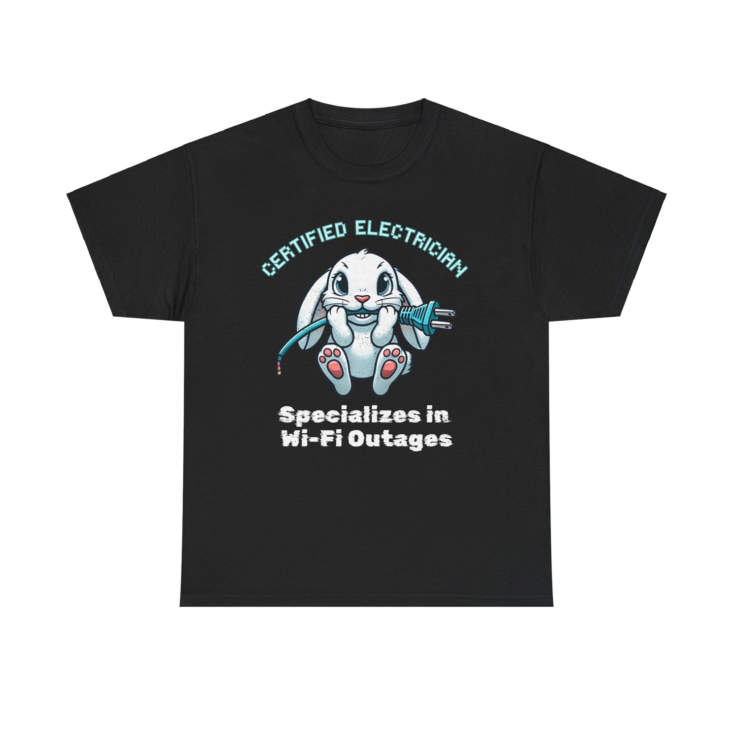 "Certified Electrician" Bunny Cotton Tee – Perfect for Animal Lovers & Techies!