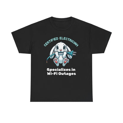 "Certified Electrician" Bunny Cotton Tee – Perfect for Animal Lovers & Techies!