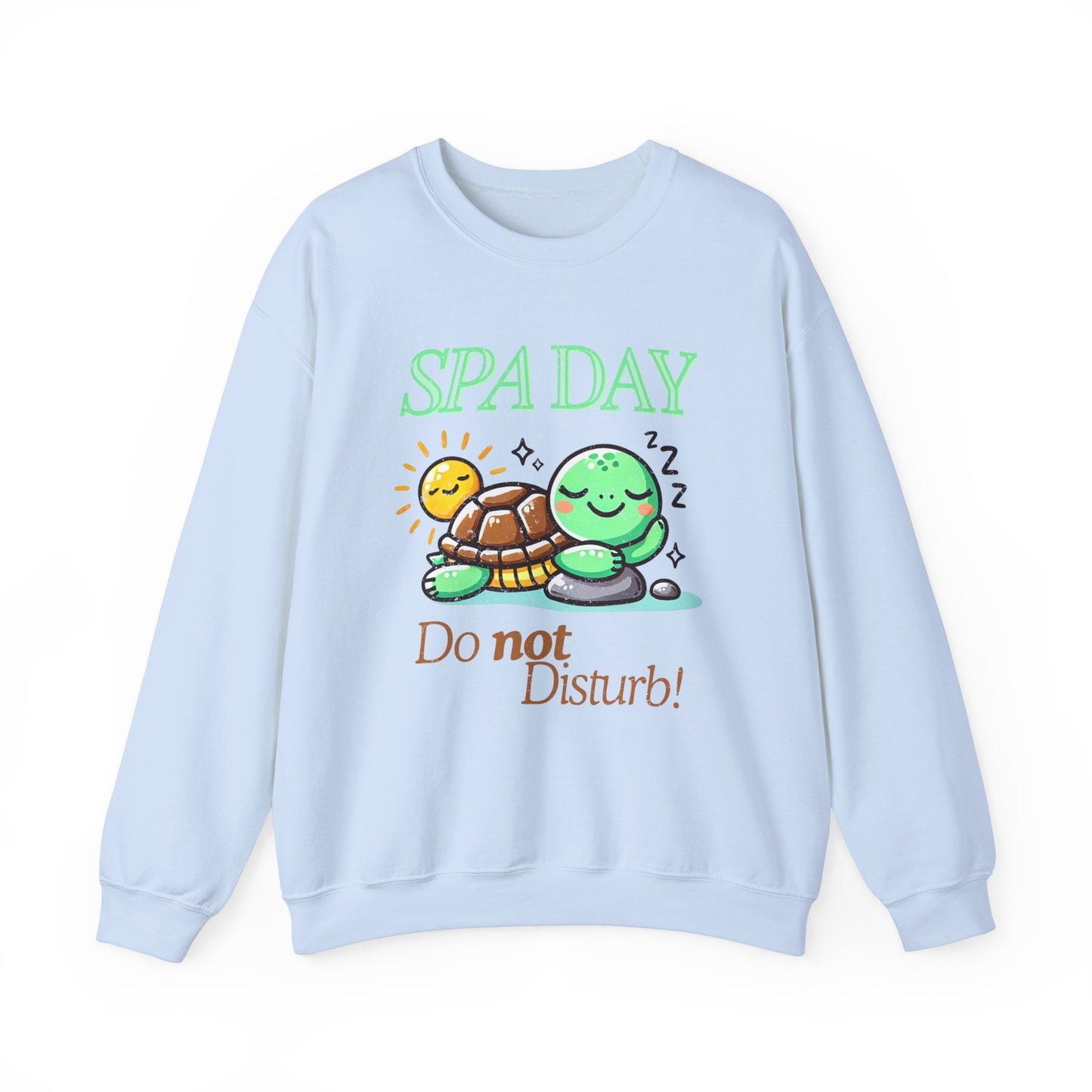 Relaxing Turtle ‘SPA Day, Do Not Disturb’ Unisex Crewneck Sweatshirt – Cozy & Carefree Vibes!