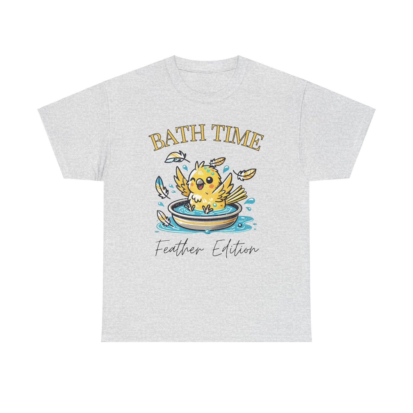 Canary Splash ‘Bath Time, Feather Edition’ Unisex Cotton Tee – Fun for Bird Lovers!