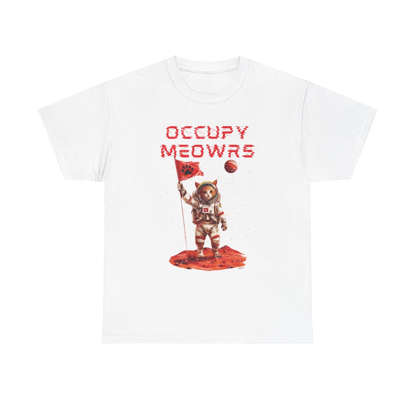 “Occupy Meowrs" Unisex Cotton Tee – Space Adventure with a Cat-titude!