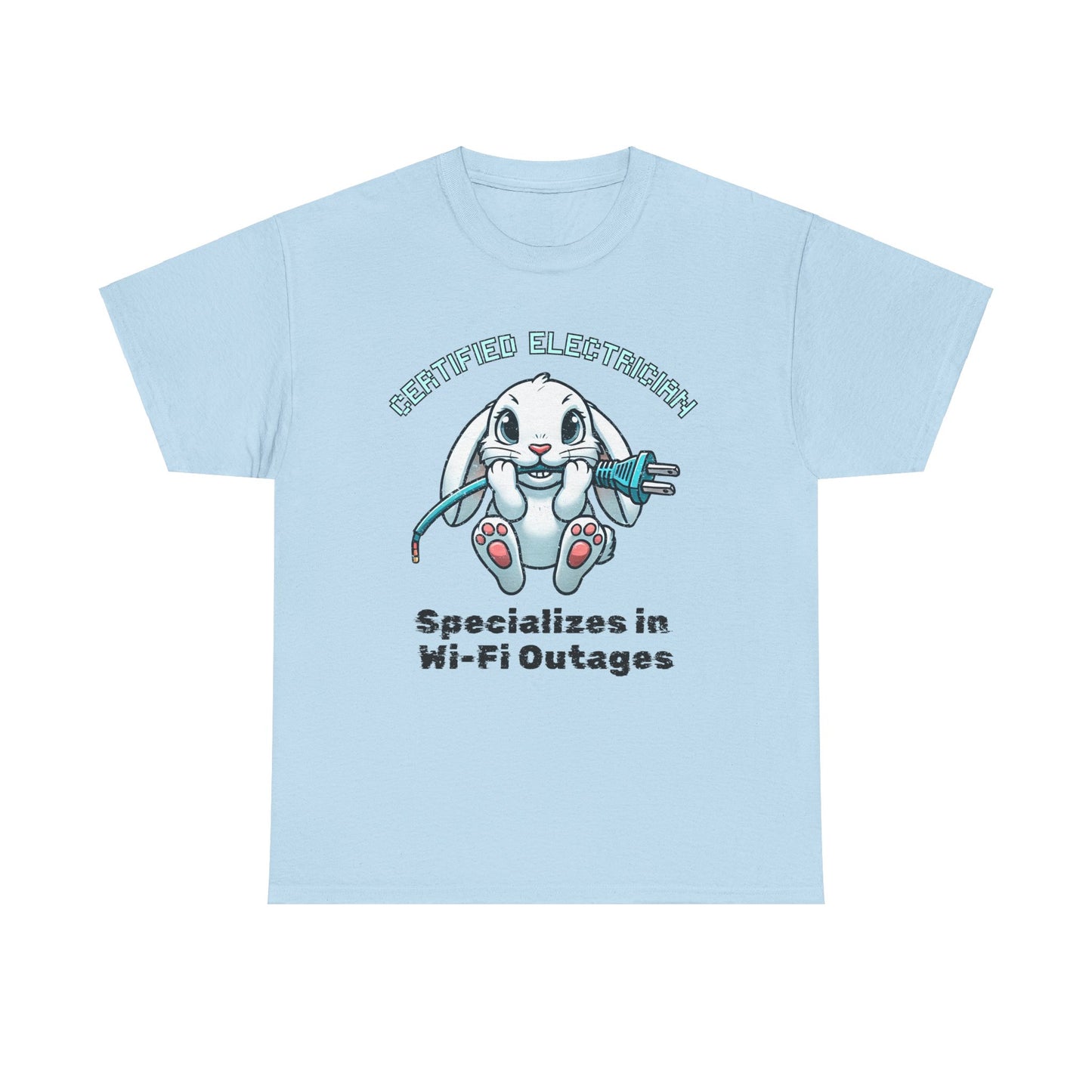 "Certified Electrician" Bunny Cotton Tee – Perfect for Animal Lovers & Techies!
