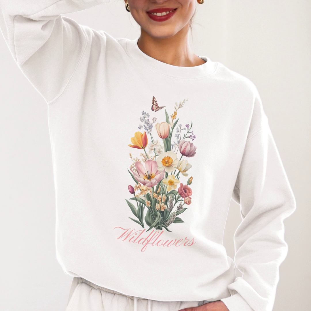 Wildflowers Unisex Crewneck Sweatshirt - Cozy Floral Graphic Pullover for Nature Lovers