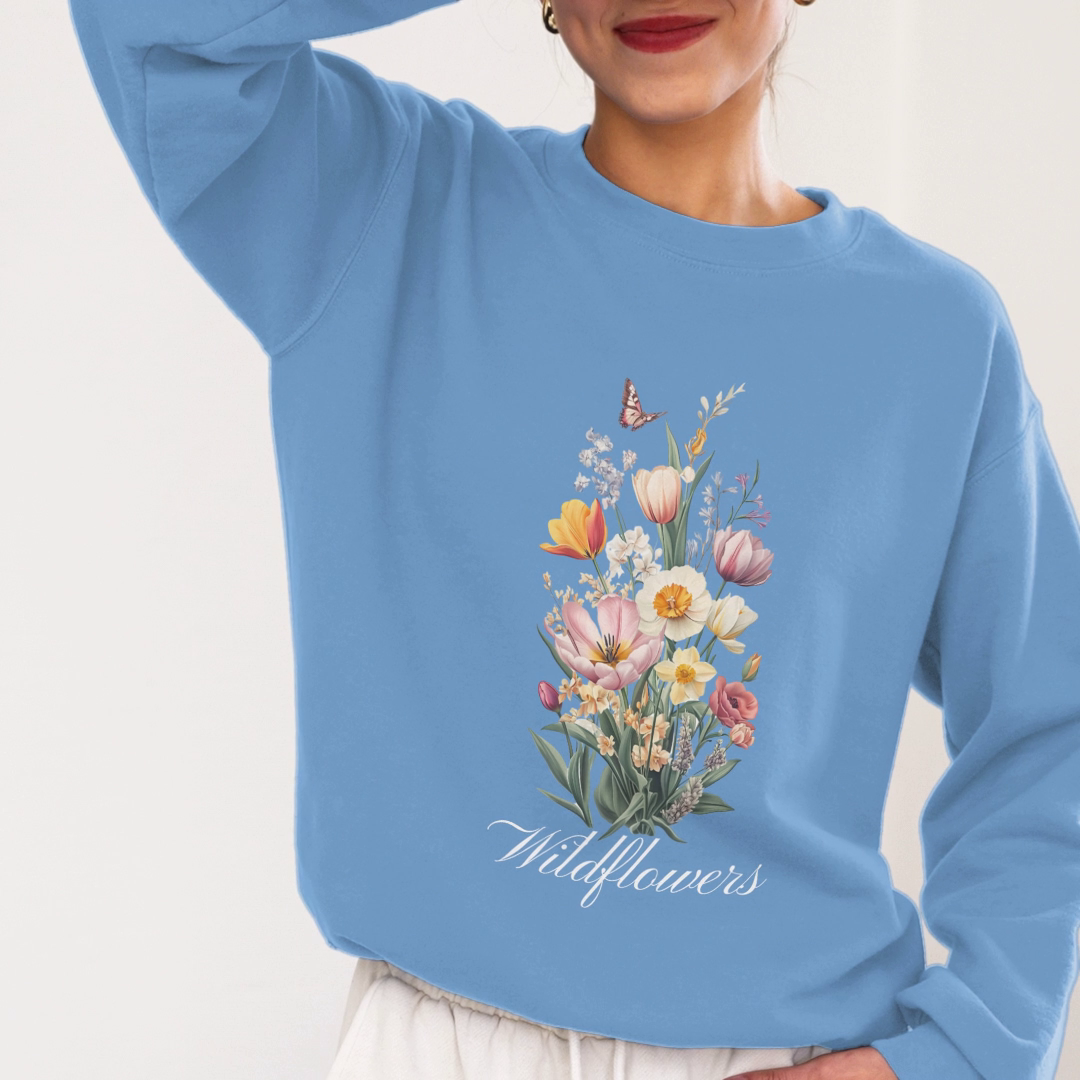 Wildflowers Unisex Crewneck Sweatshirt - Cozy Floral Graphic Pullover for Nature Lovers