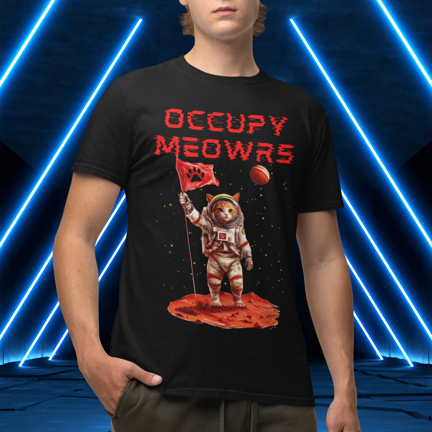 “Occupy Meowrs" Unisex Cotton Tee – Space Adventure with a Cat-titude!