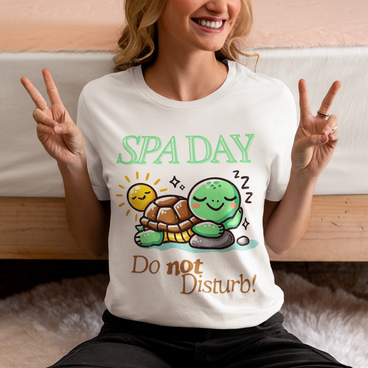 Relaxing Turtle ‘SPA Day, Do Not Disturb’ Unisex Cotton Tee – Cozy and Chill Vibes!