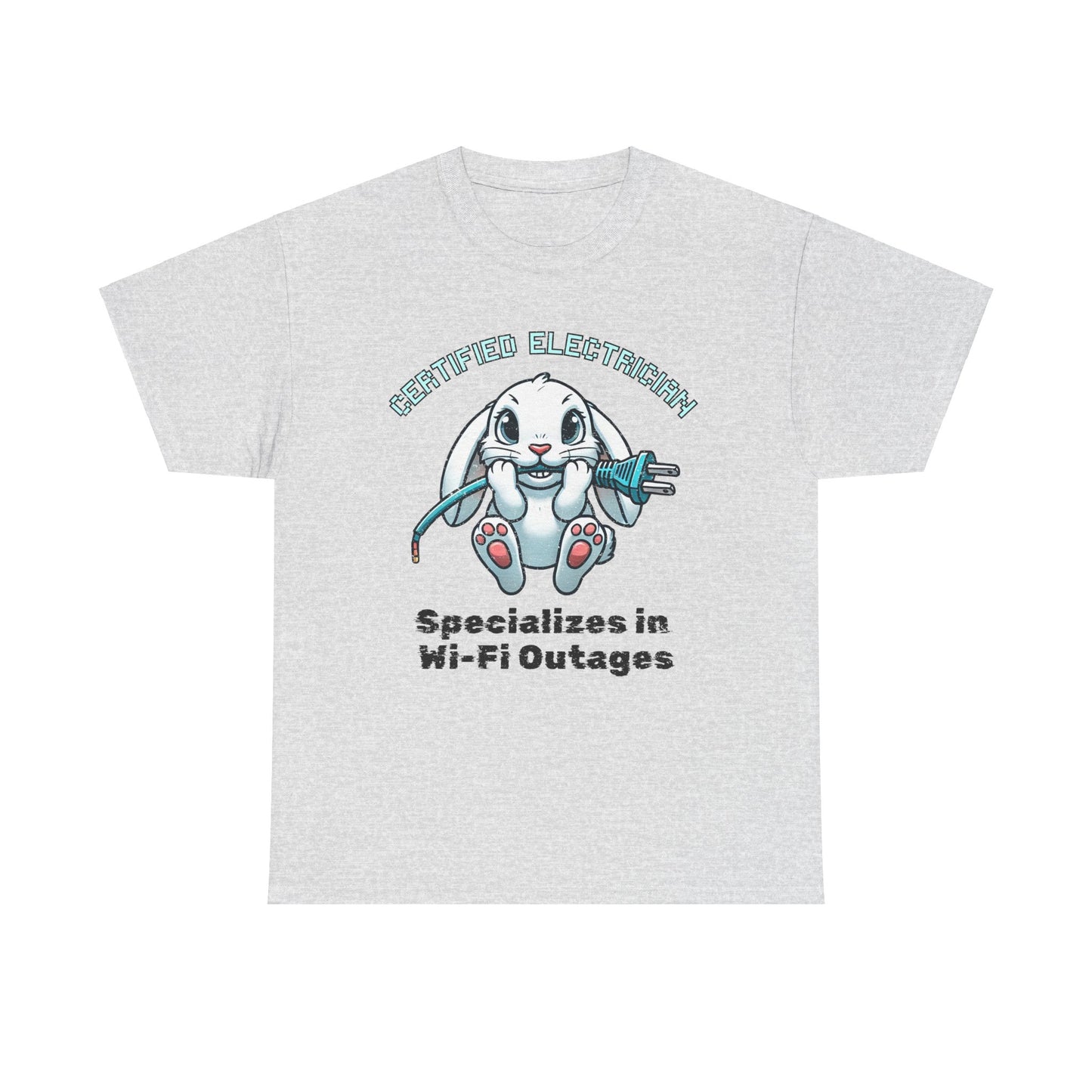 "Certified Electrician" Bunny Cotton Tee – Perfect for Animal Lovers & Techies!