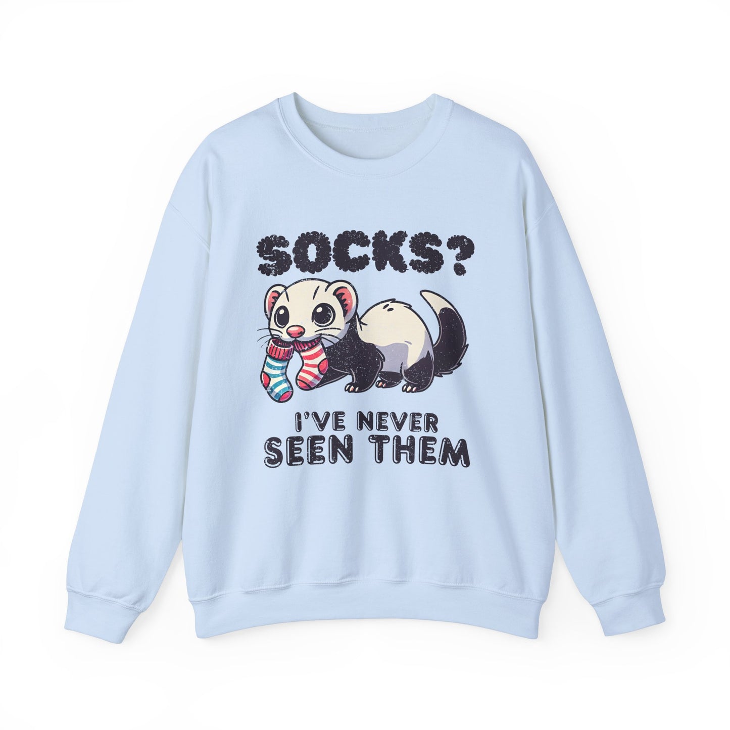 Mischievous Ferret 'Socks? I've Never Seen Them' Unisex Crewneck Sweatshirt – Cozy and Fun!