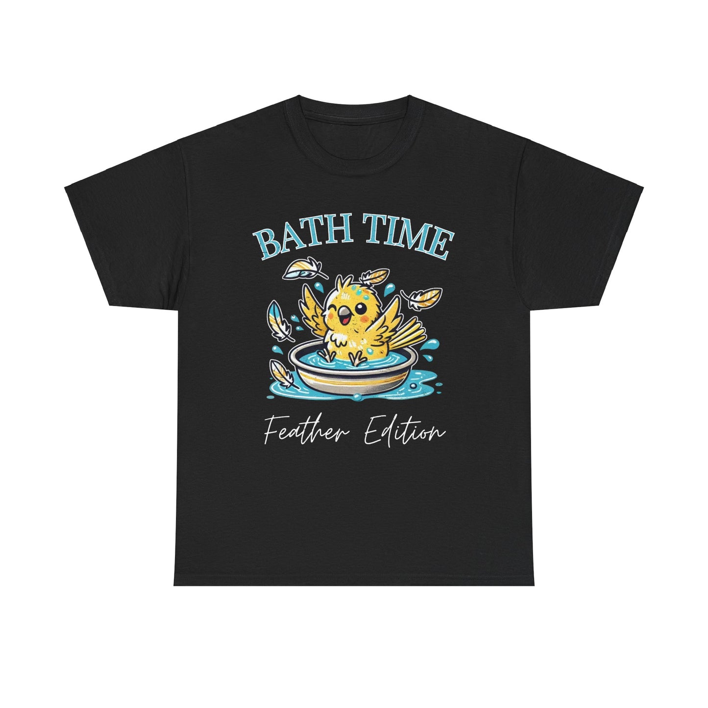 Canary Splash ‘Bath Time, Feather Edition’ Unisex Cotton Tee – Fun for Bird Lovers!