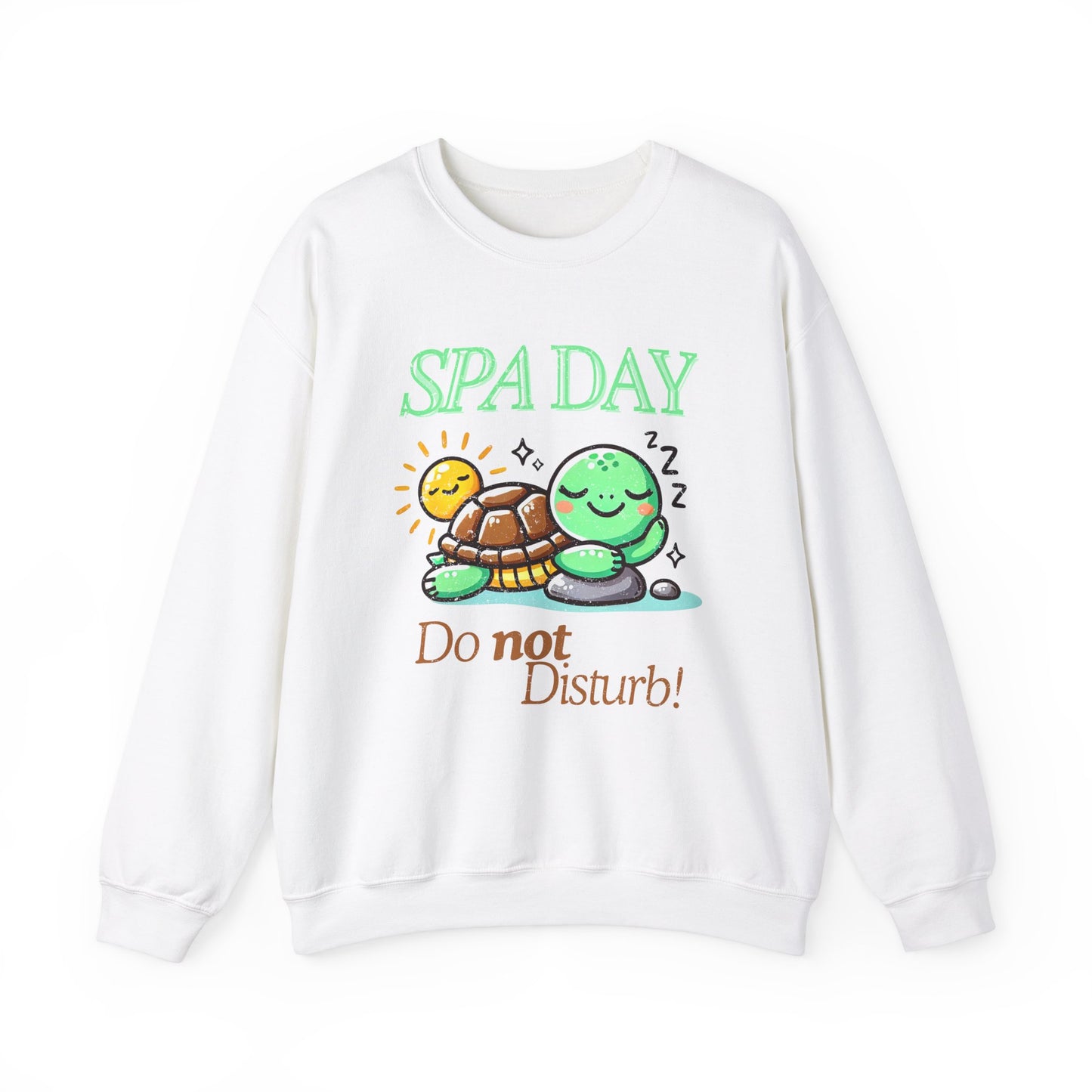 Relaxing Turtle ‘SPA Day, Do Not Disturb’ Unisex Crewneck Sweatshirt – Cozy & Carefree Vibes!