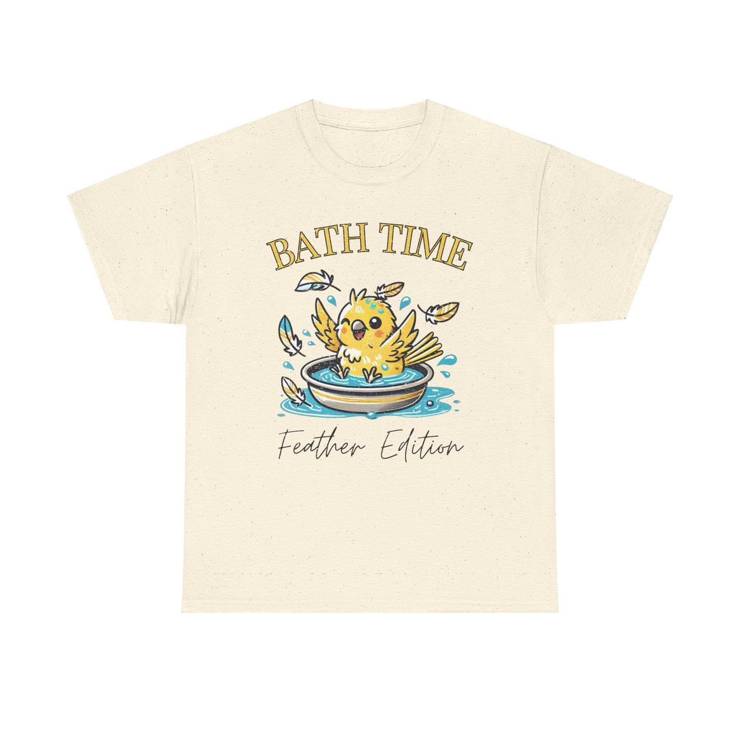 Canary Splash ‘Bath Time, Feather Edition’ Unisex Cotton Tee – Fun for Bird Lovers!