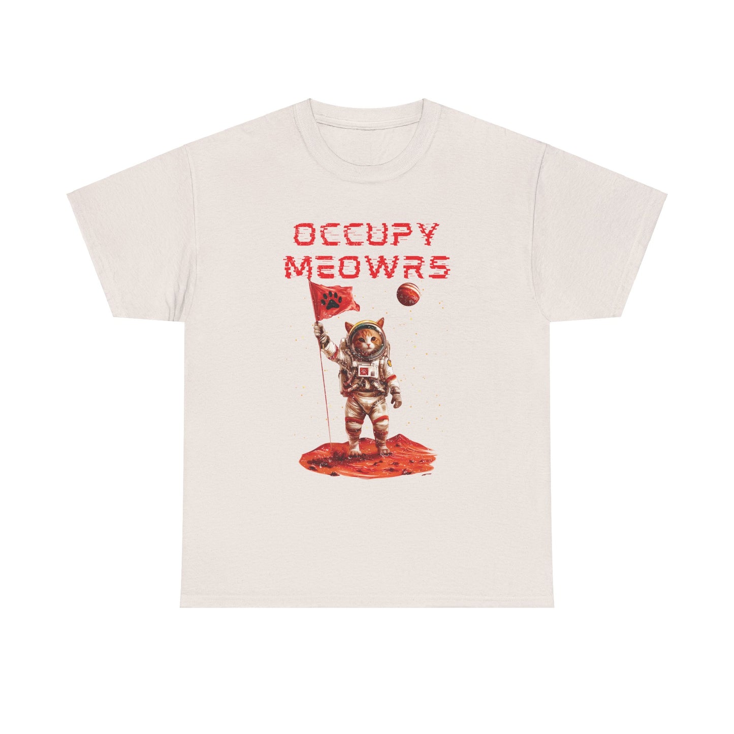 “Occupy Meowrs" Unisex Cotton Tee – Space Adventure with a Cat-titude!