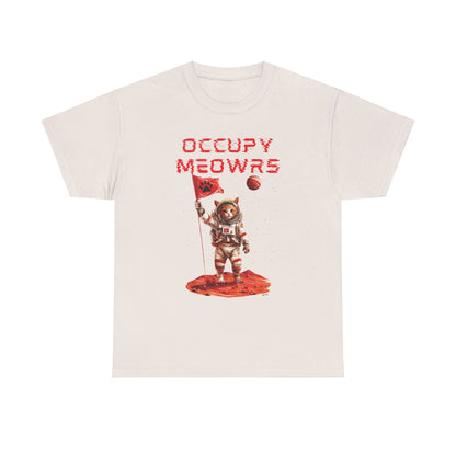 “Occupy Meowrs" Unisex Cotton Tee – Space Adventure with a Cat-titude!