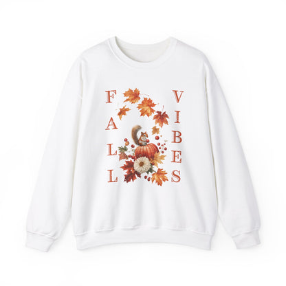 Vintage Fall Vibes: Squirrel & Pumpkin Unisex Cozy Crewneck Sweatshirt