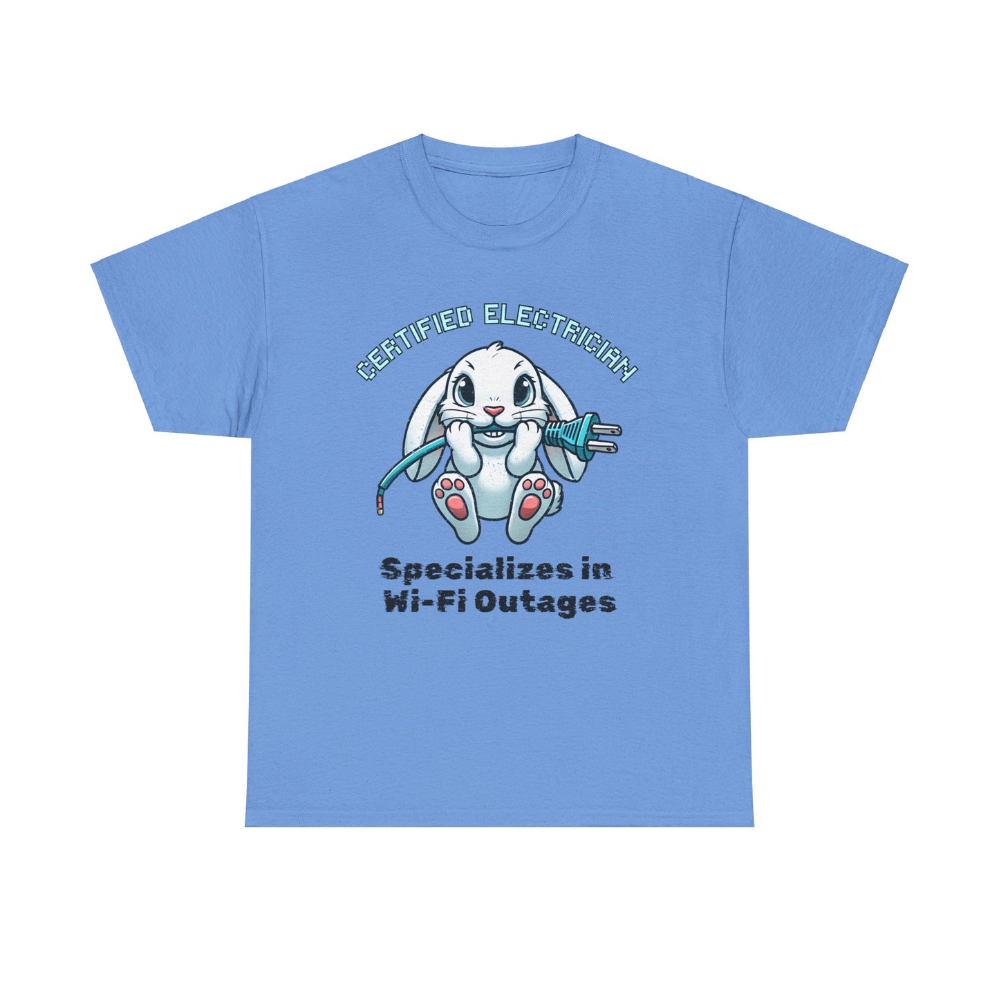"Certified Electrician" Bunny Cotton Tee – Perfect for Animal Lovers & Techies!