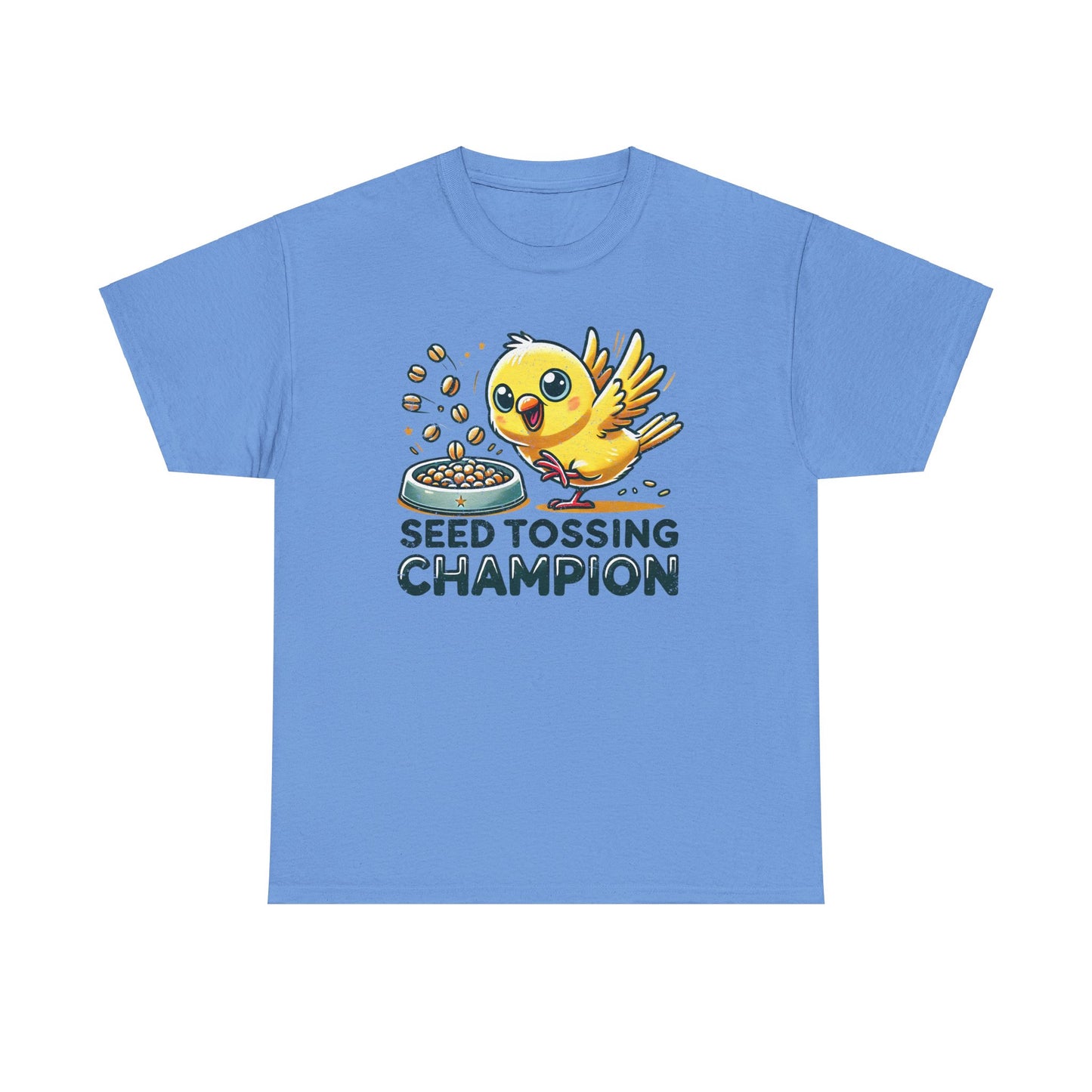 "Seed Tossing Champion" Canary Cotton Tee – Perfect for Bird Lovers!